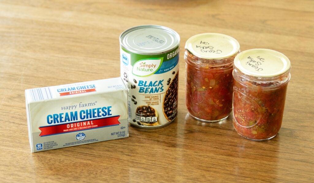 ingredients for creamy salsa bean dip