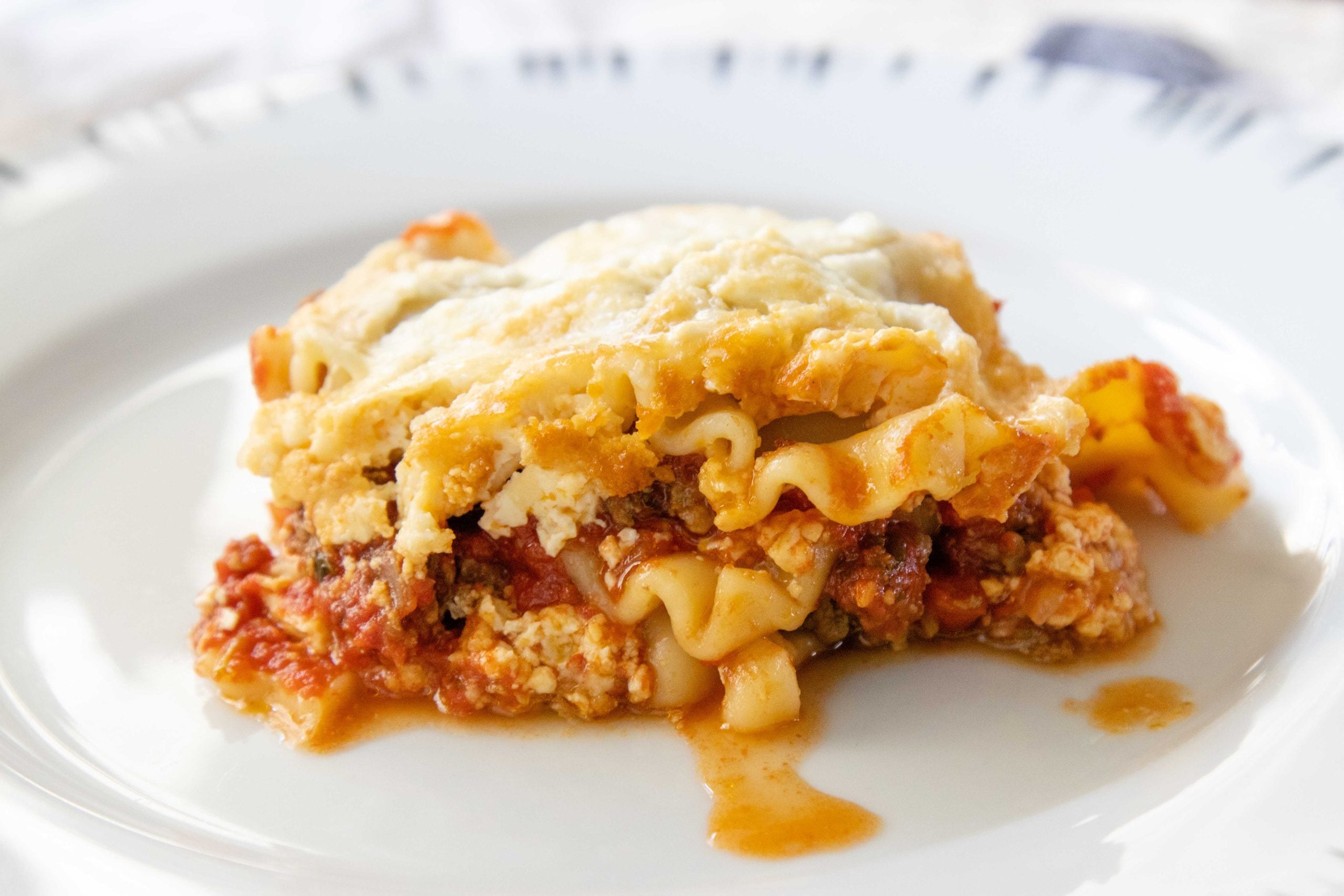 a serving of the easiest crockpot lasagna