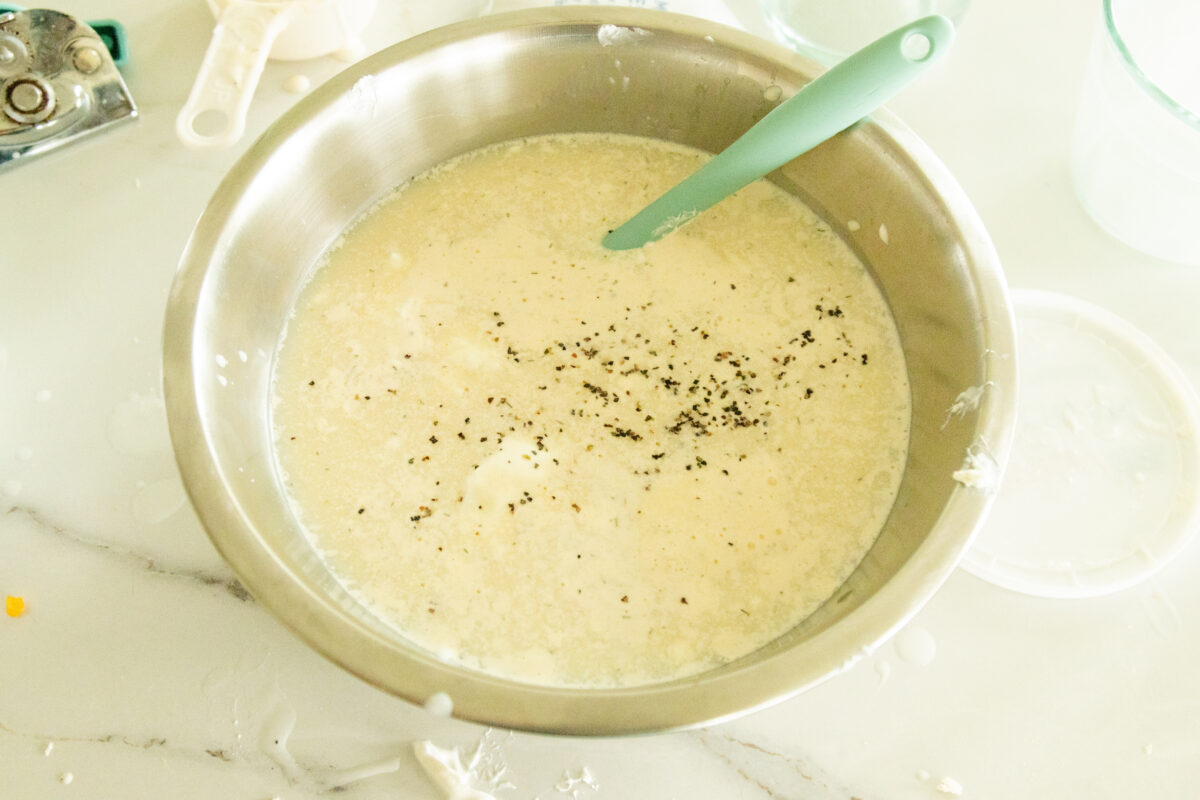 mixing up the creamy Ranch mixture