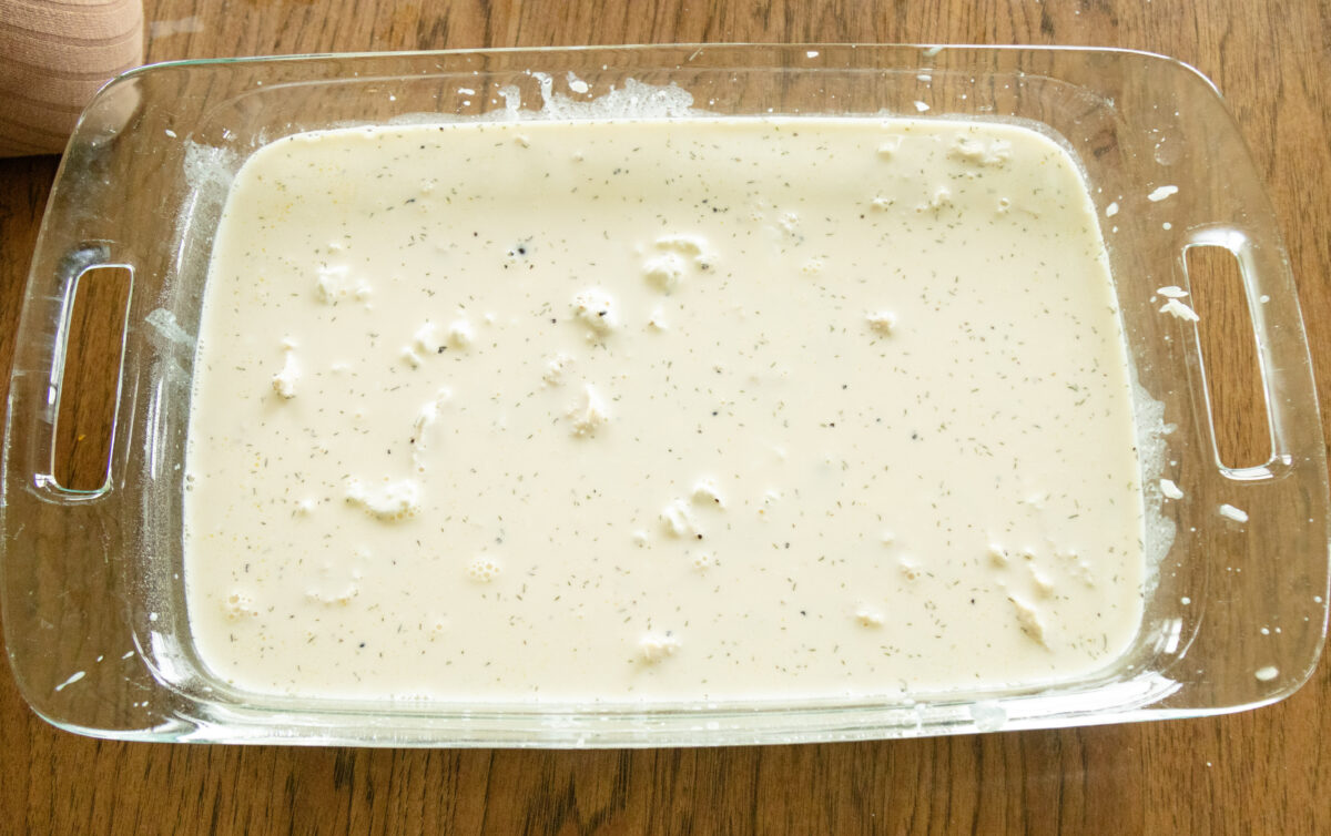 ranch chicken rice casserole ready for the oven