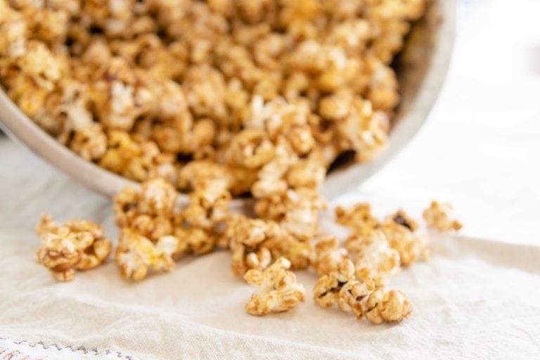 popcorn spilling out of a dish