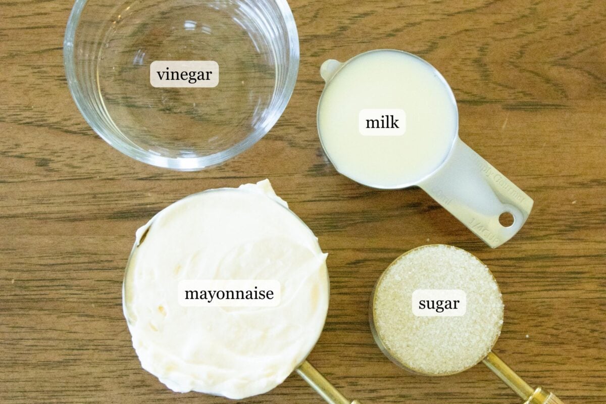 corn chip salad dressing ingredients in prep dishes on the table