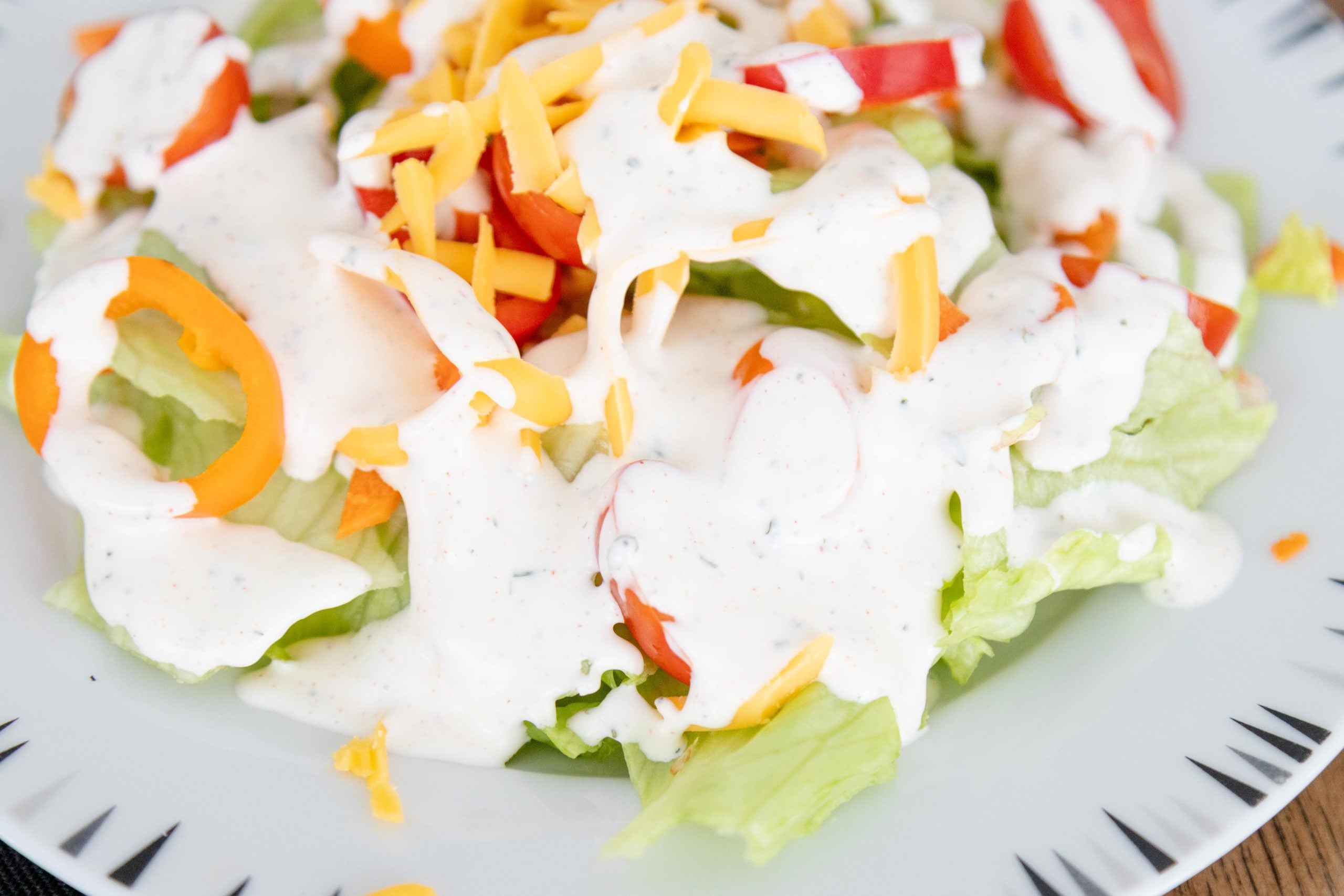 ranch dressing on a salad