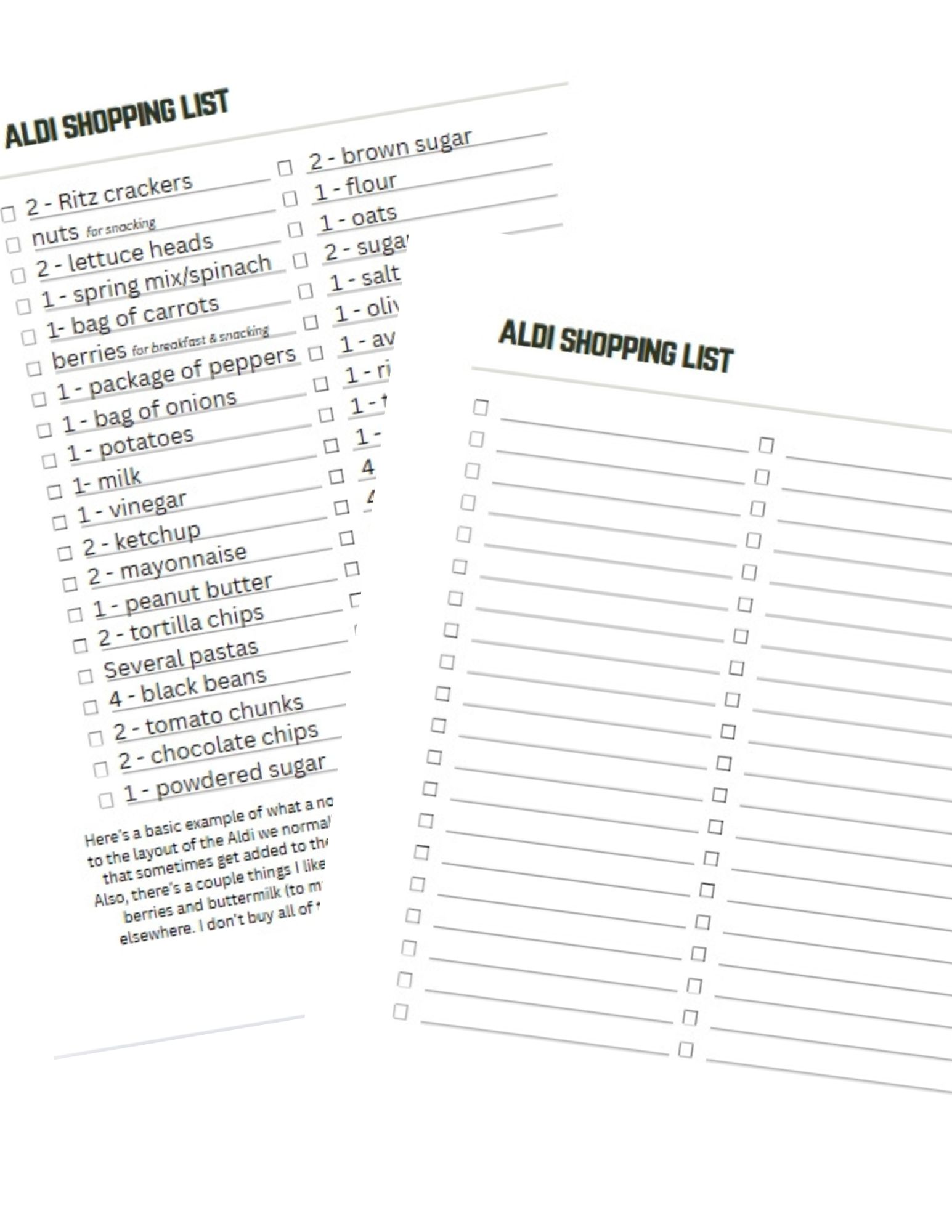 picture of shopping lists