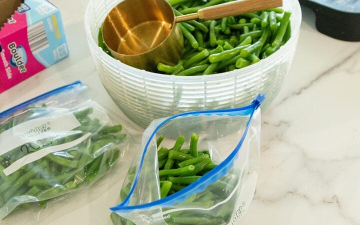 packaging green beans for the freezer