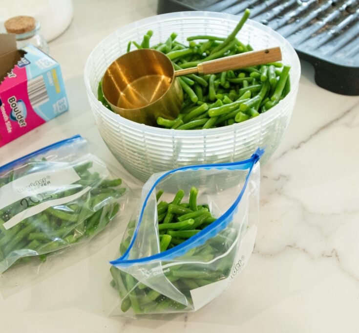 packaging green beans for the freezer