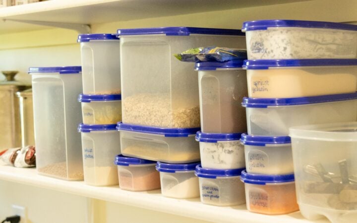 modular mates filled with pantry staples on a shelf