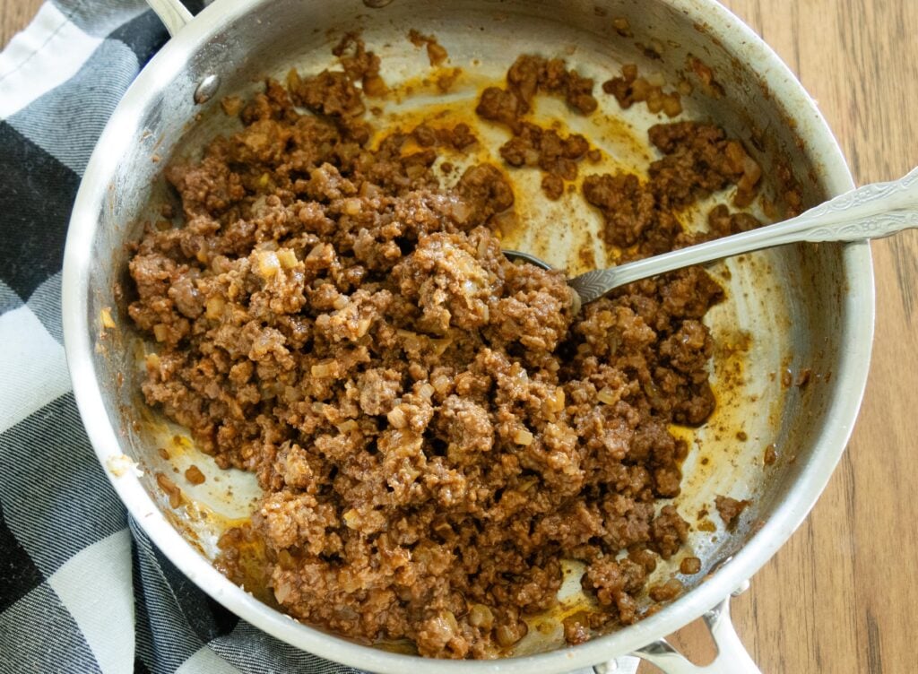 sloppy joe mixture in a pan