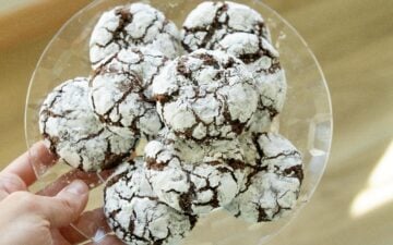 a plate of chocolate crinkle cookies