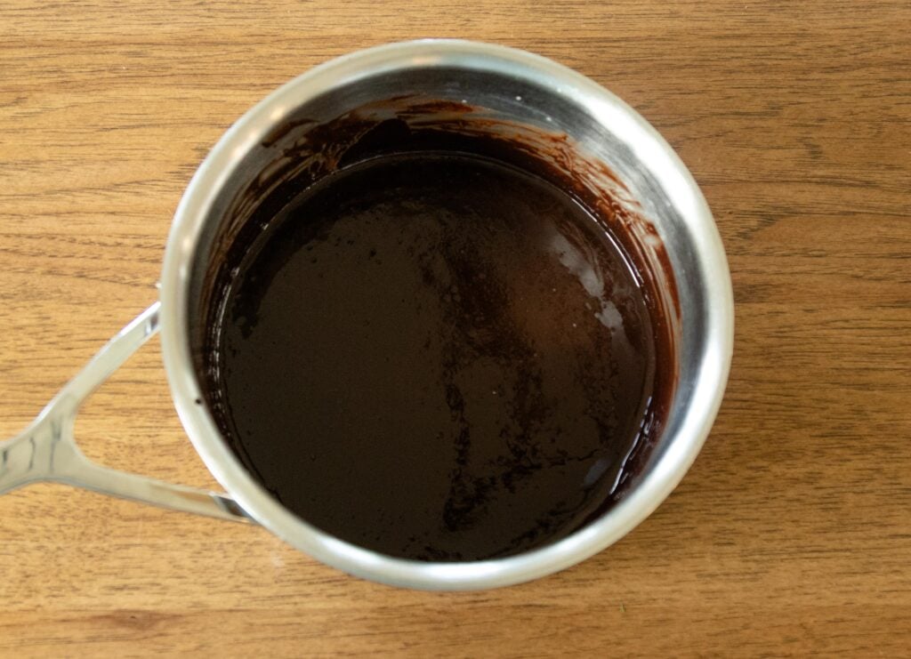 smooth chocolate mixture in a pan