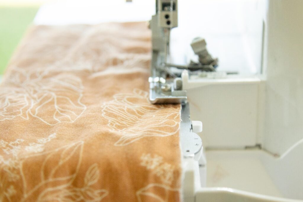 serging the fabric edge