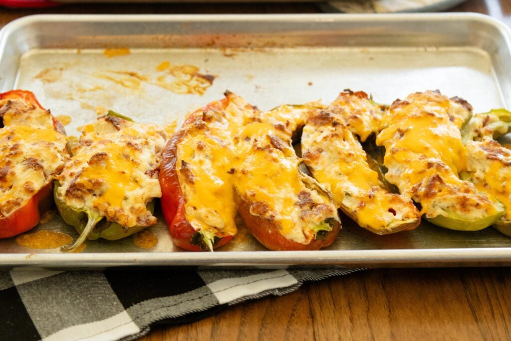freshly baked chicken bacon ranch stuffed peppers