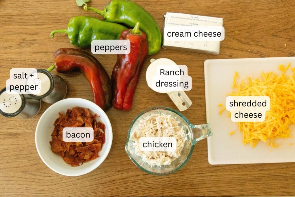 ingredients for chicken bacon ranch stuffed peppers