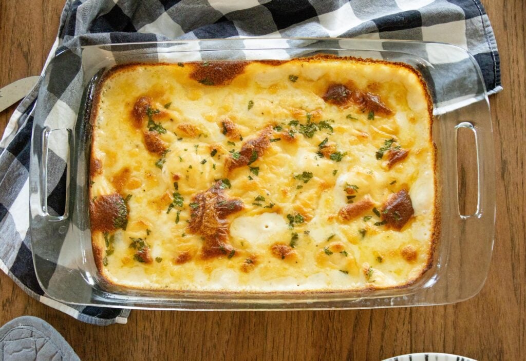 scalloped potatoes straight from the oven