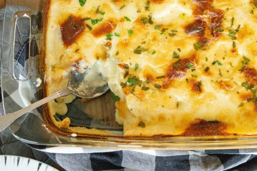 scalloped potatoes in a pan