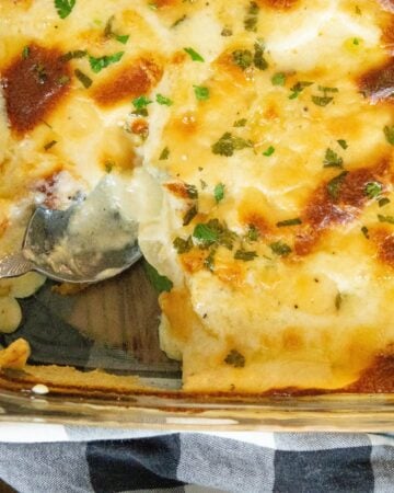 scalloped potatoes in a pan