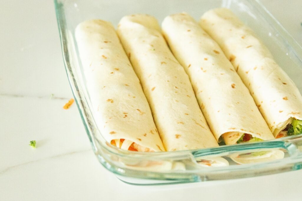 the whole tortilla rolls in a pan