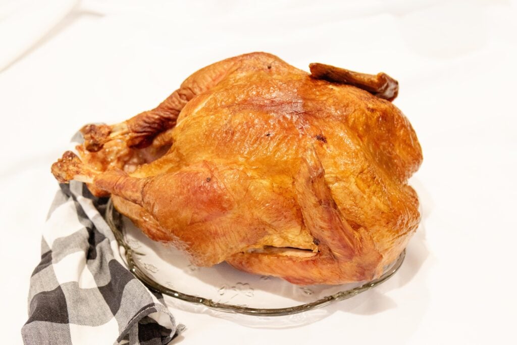 turkey on a platter on the table