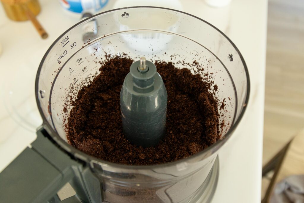 oreo cookie crumbs in the food processor
