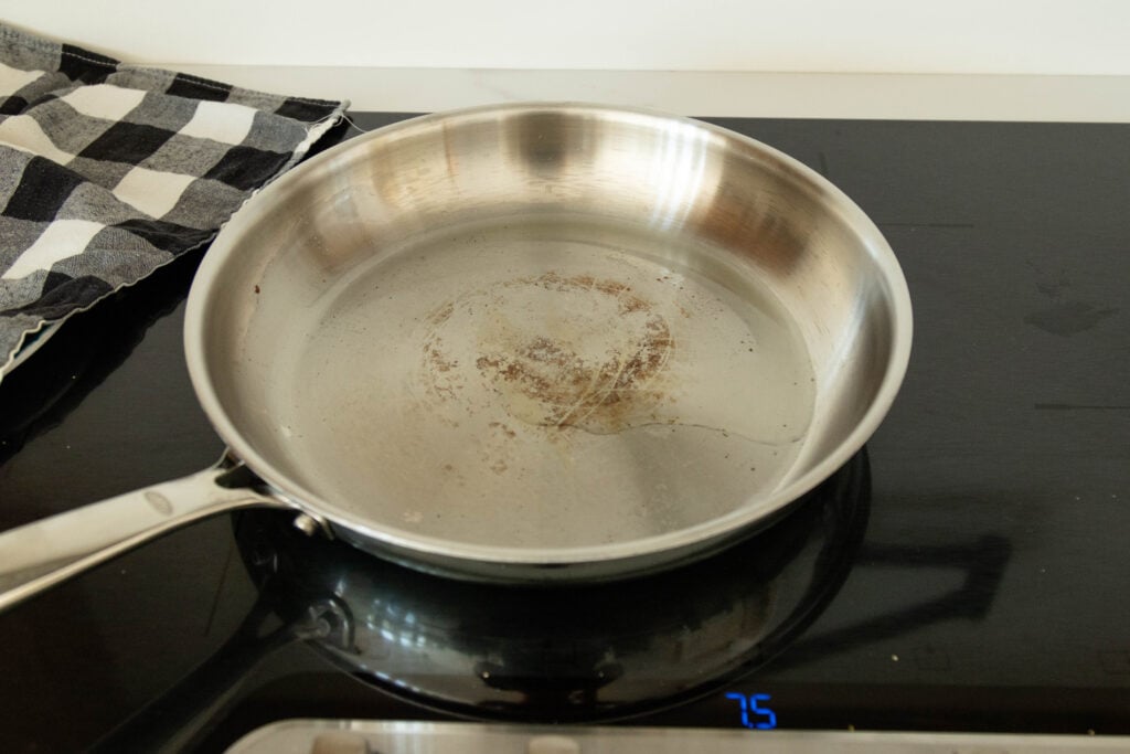 frying pan on the stovetop