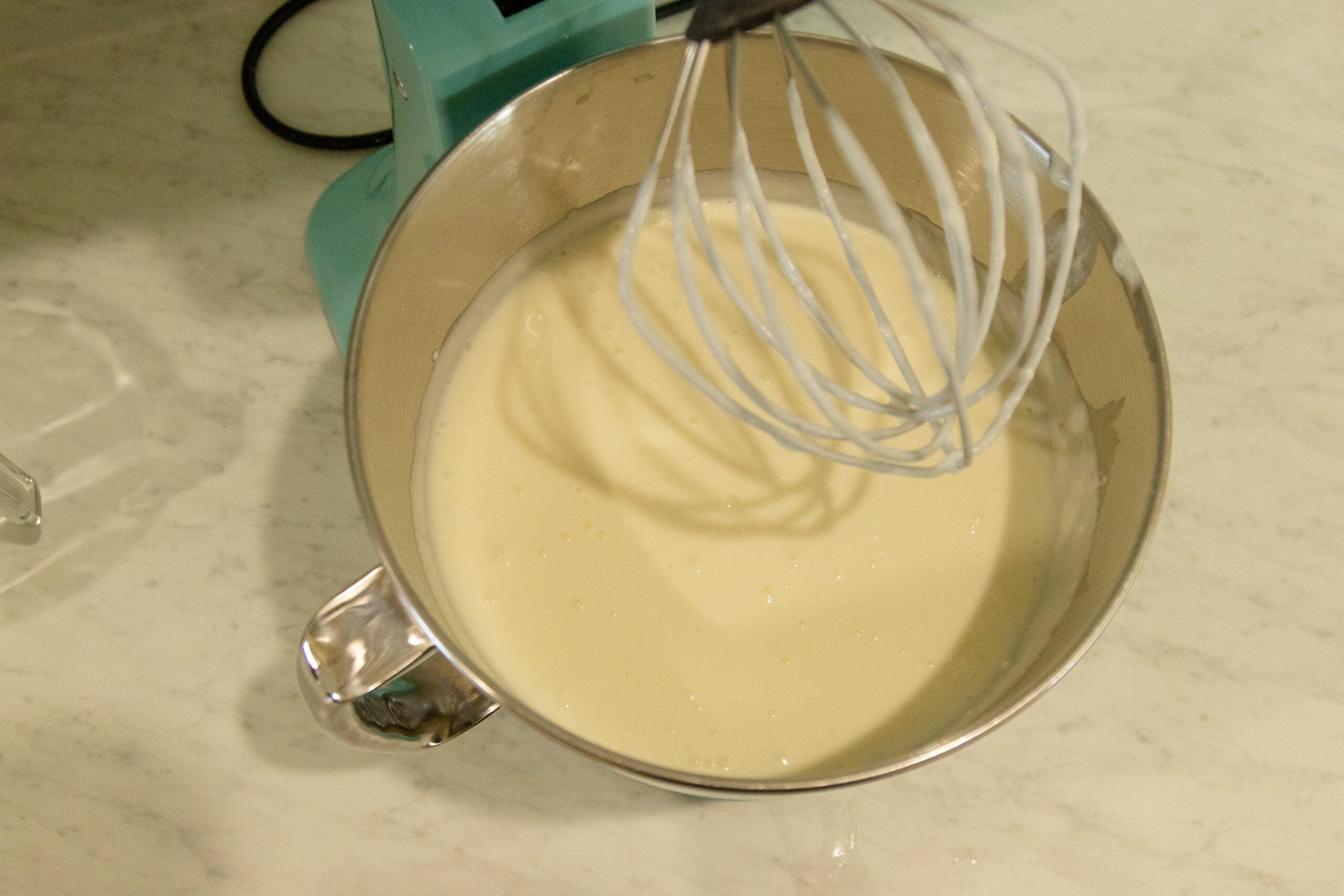 whipping the yogurt in the kitchenaid