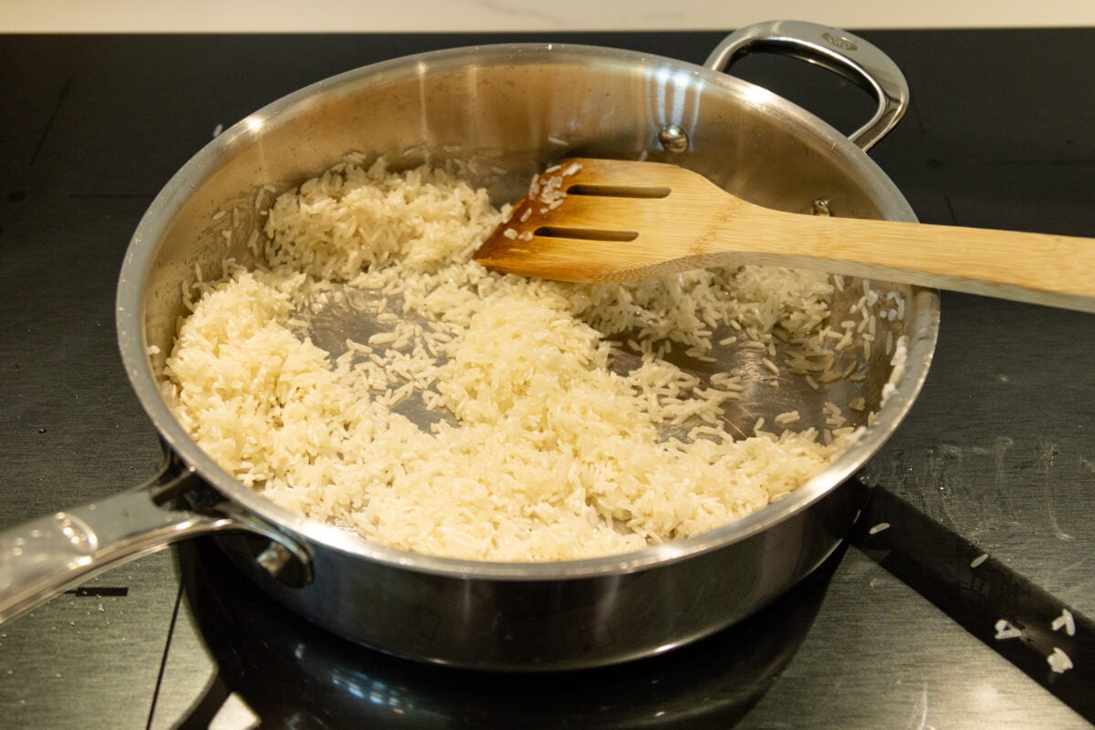 rice in a pan