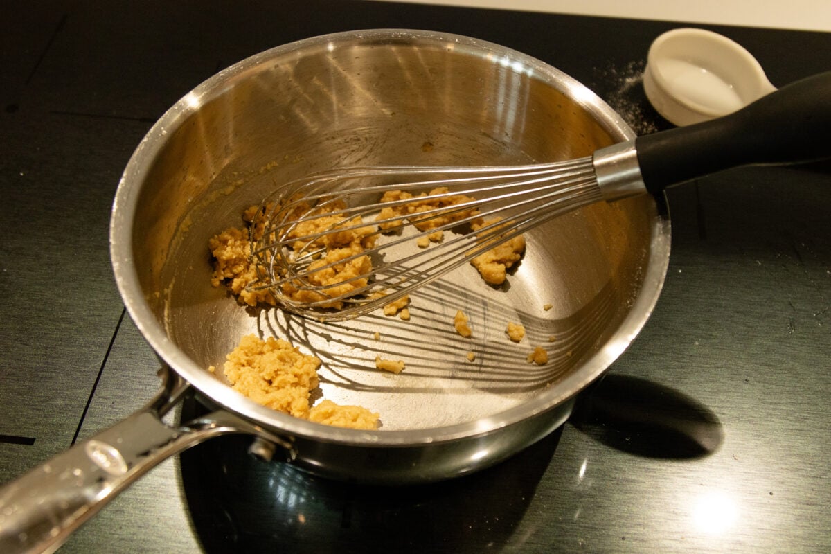 whisking the flour and butter