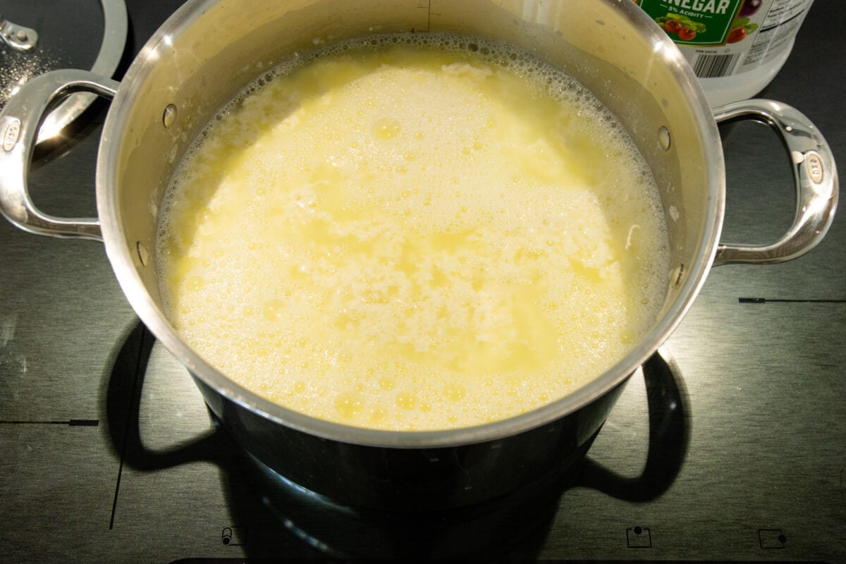 curdled milk in a pot