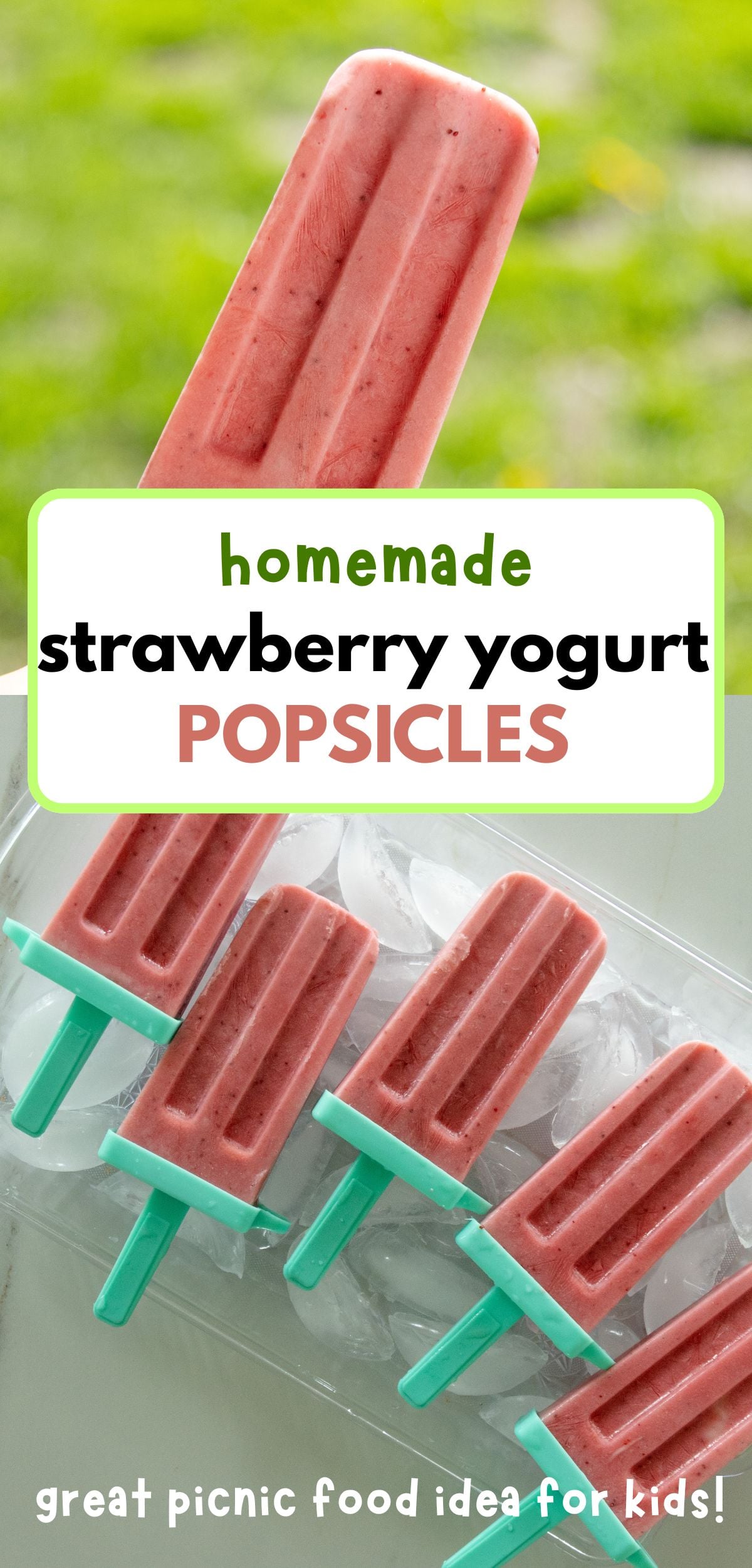 pin image for strawberry yogurt popsicle recipe