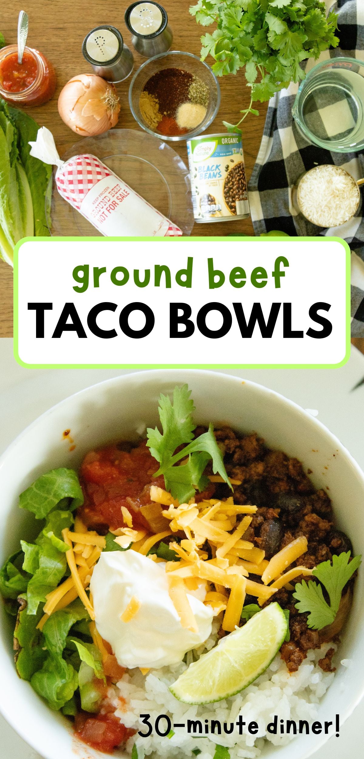 pin image for ground beef taco bowls recipe