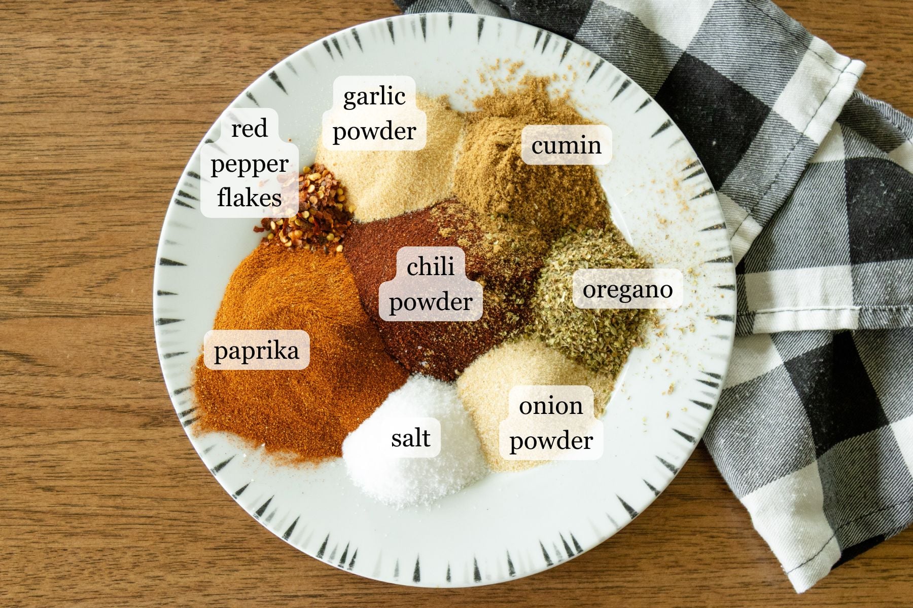 the ingredients for taco seasoning