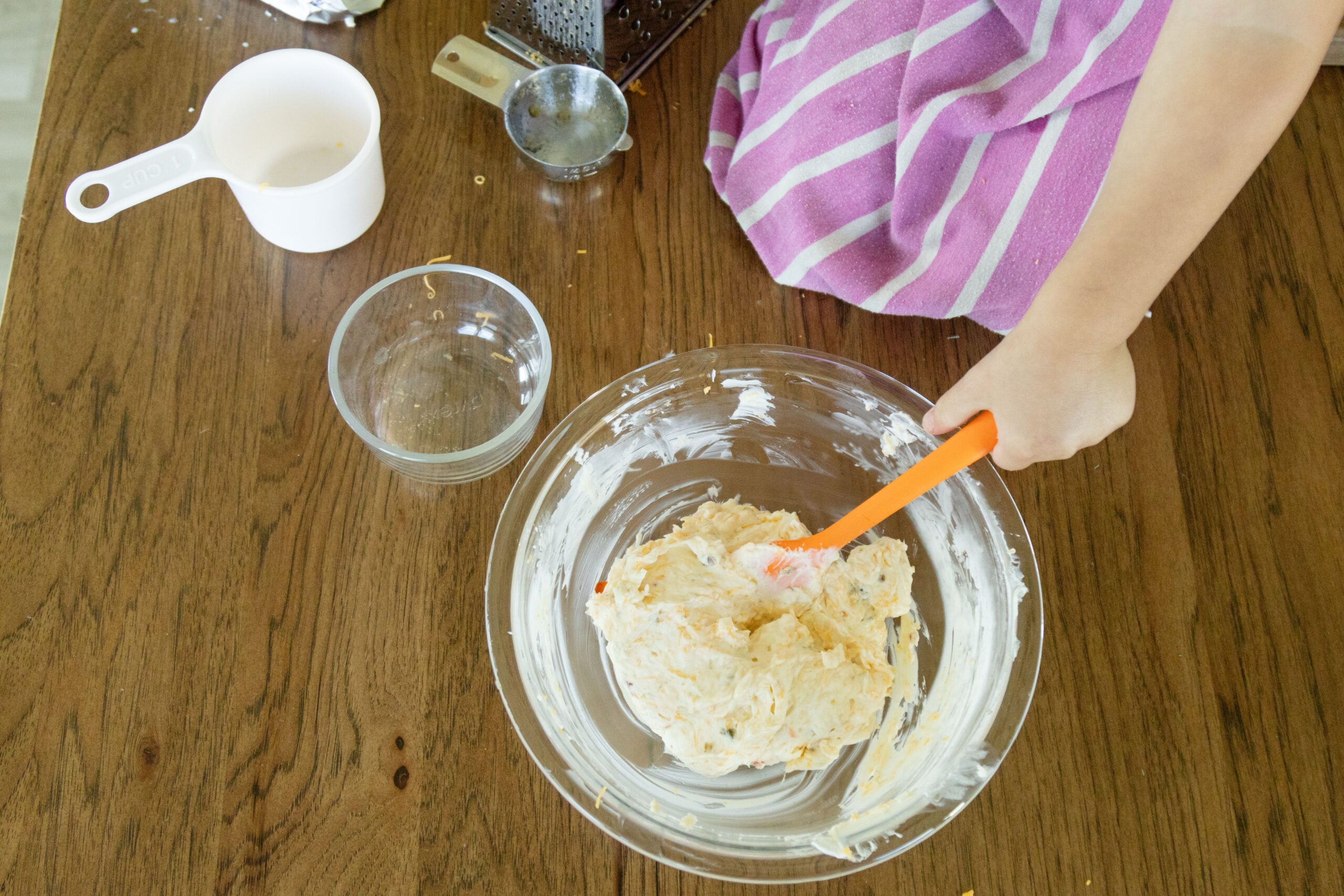 mixing up the cheese ball