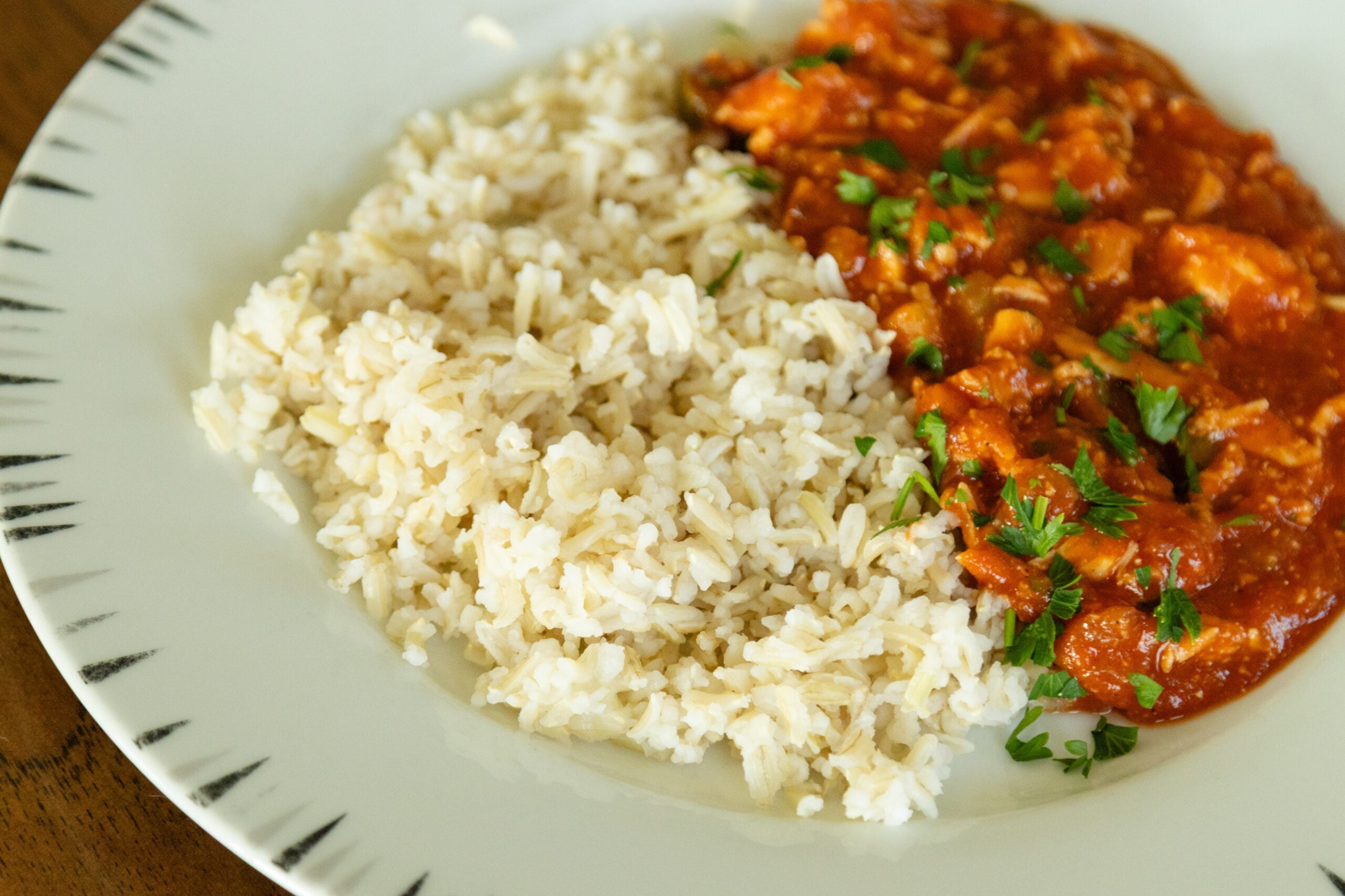 rice and chicken on a plate