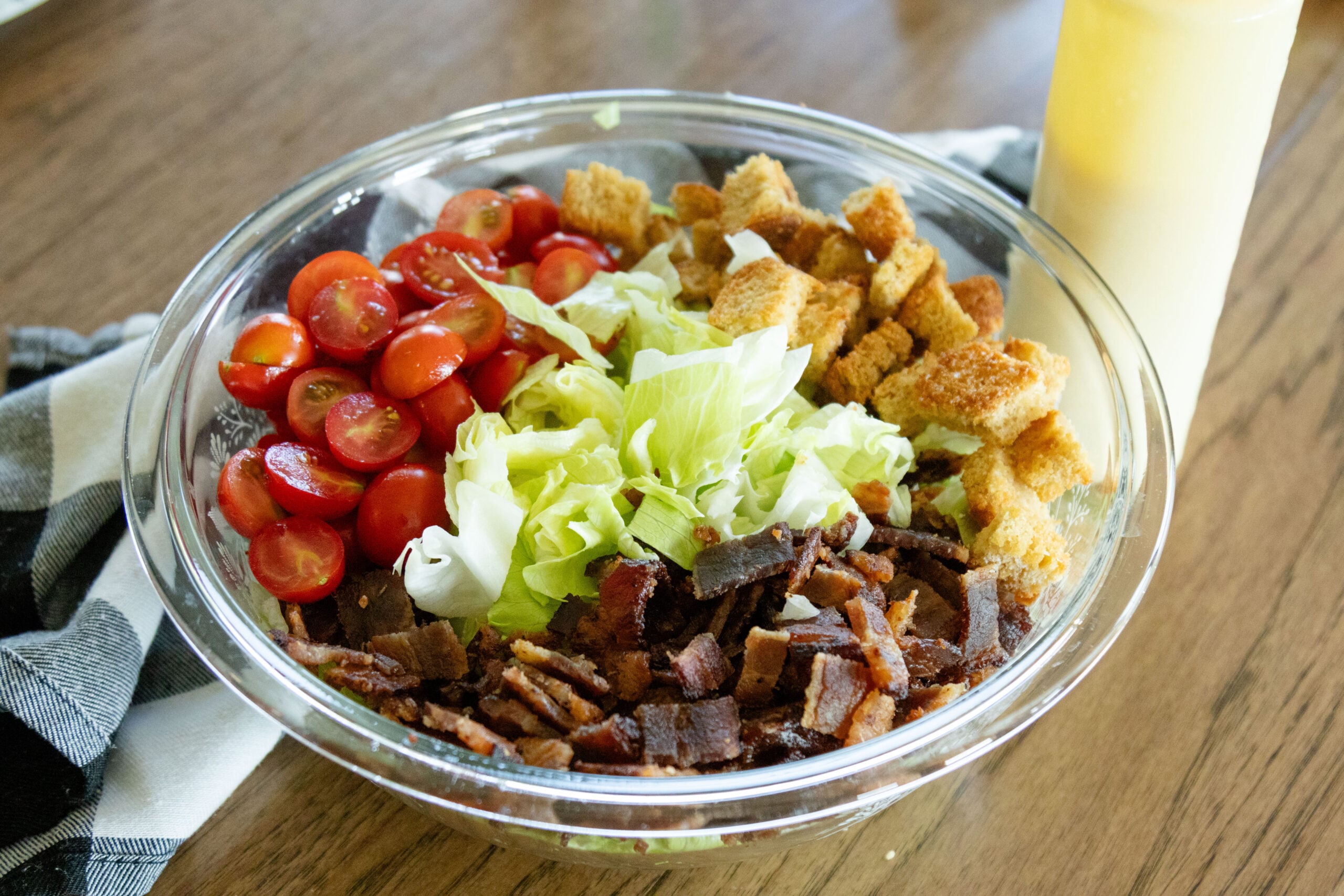 a bowl full of chopped blt salad