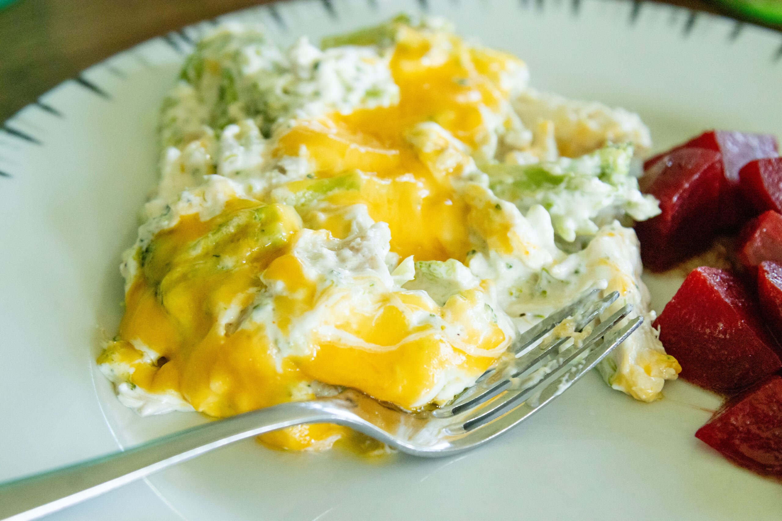 a serving of chicken bacon ranch broccoli skillet dinner on a plate