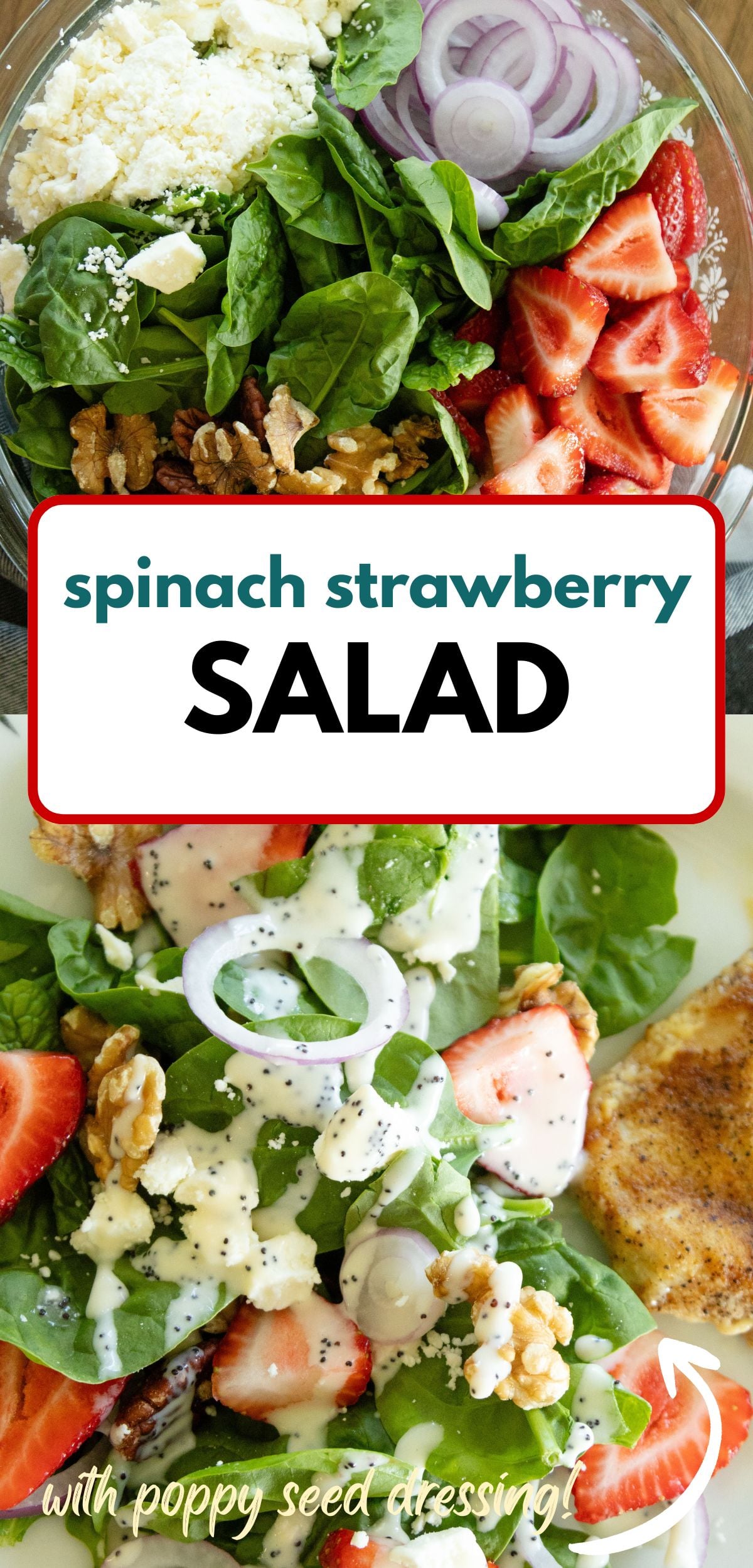 pin image for strawberry spinach feta salad