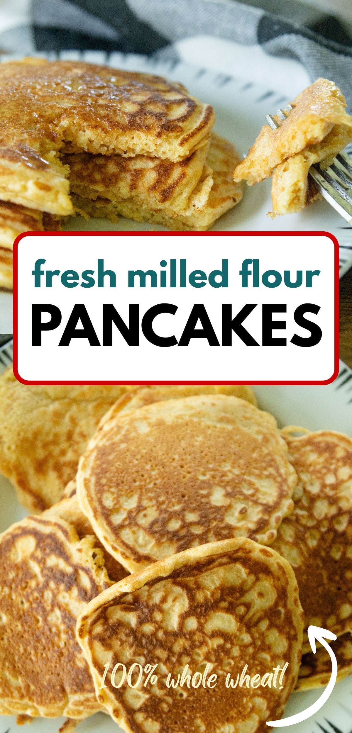 fresh milled flour pancakes recipe pin image