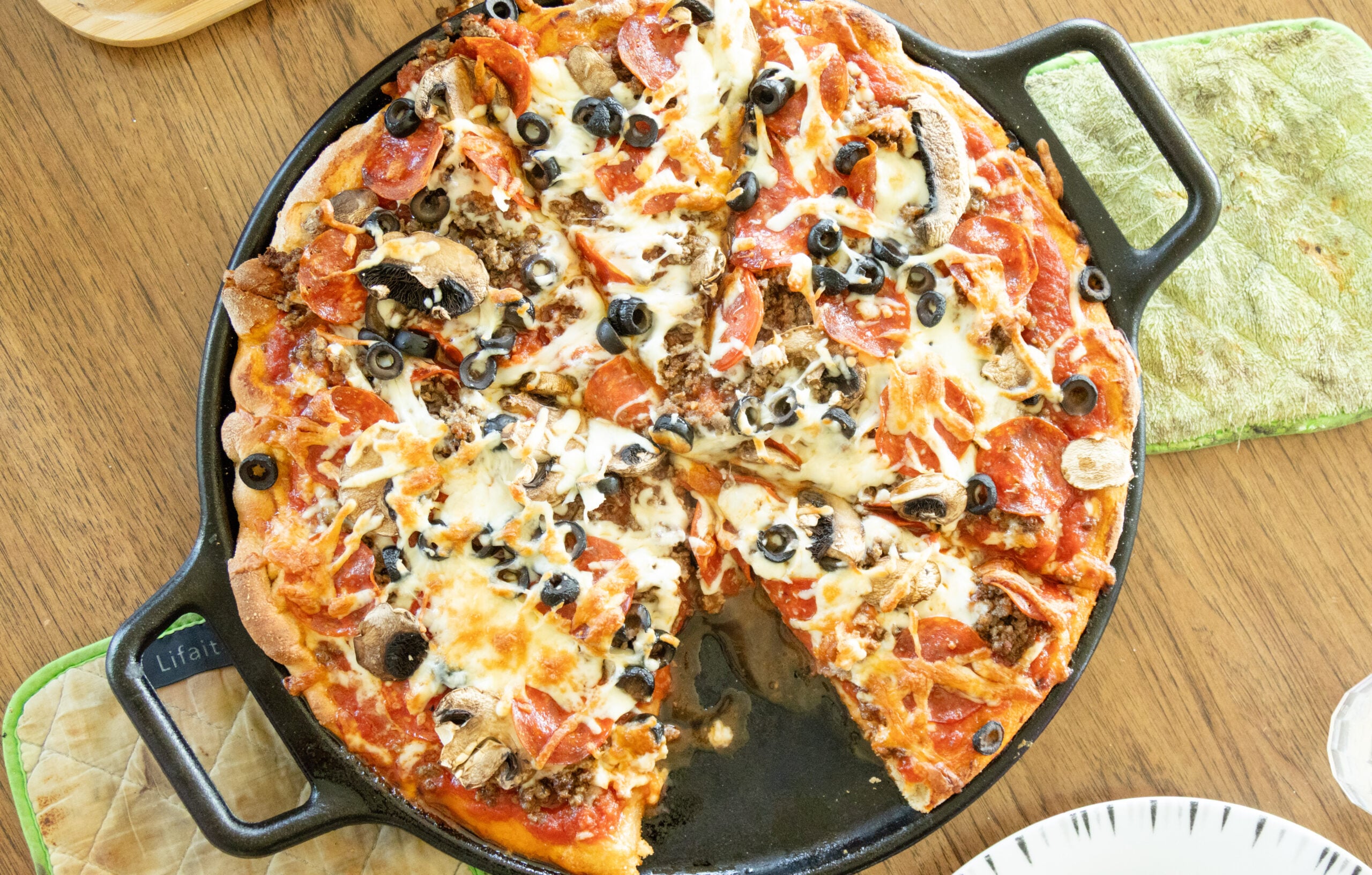 freshly baked whole wheat pizza
