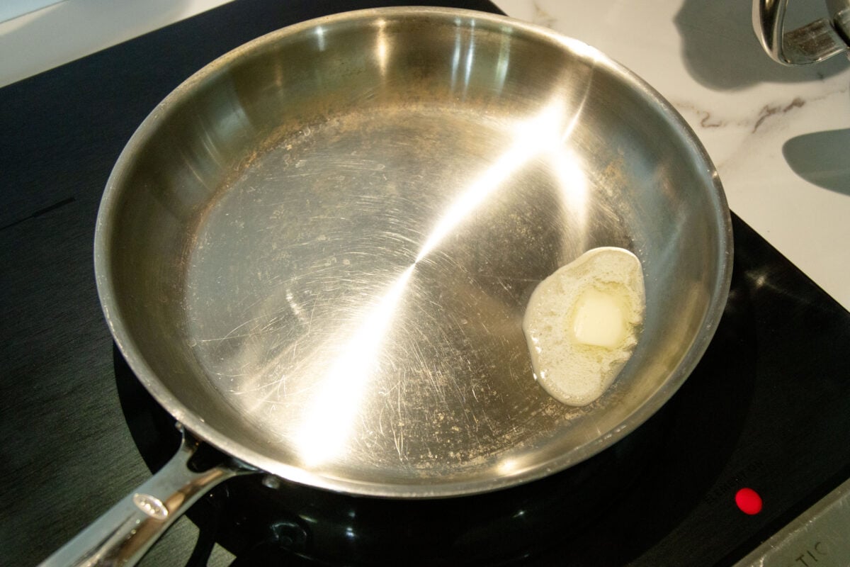 melting butter in the frying pan