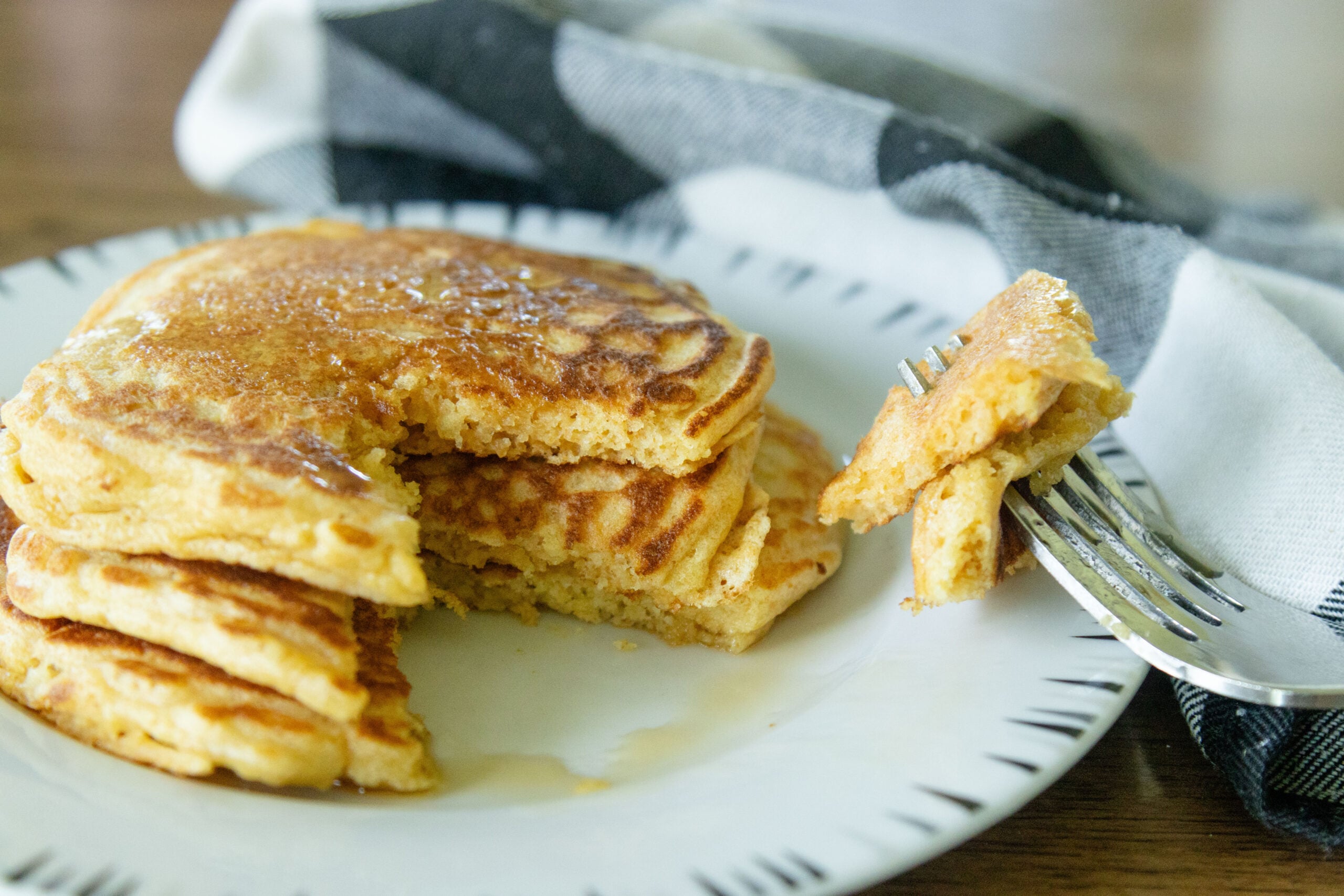 fork taking a scoop of pancake