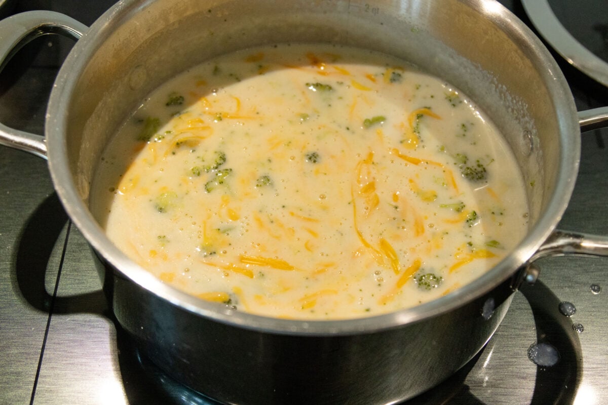 the cheese, melting in the soup