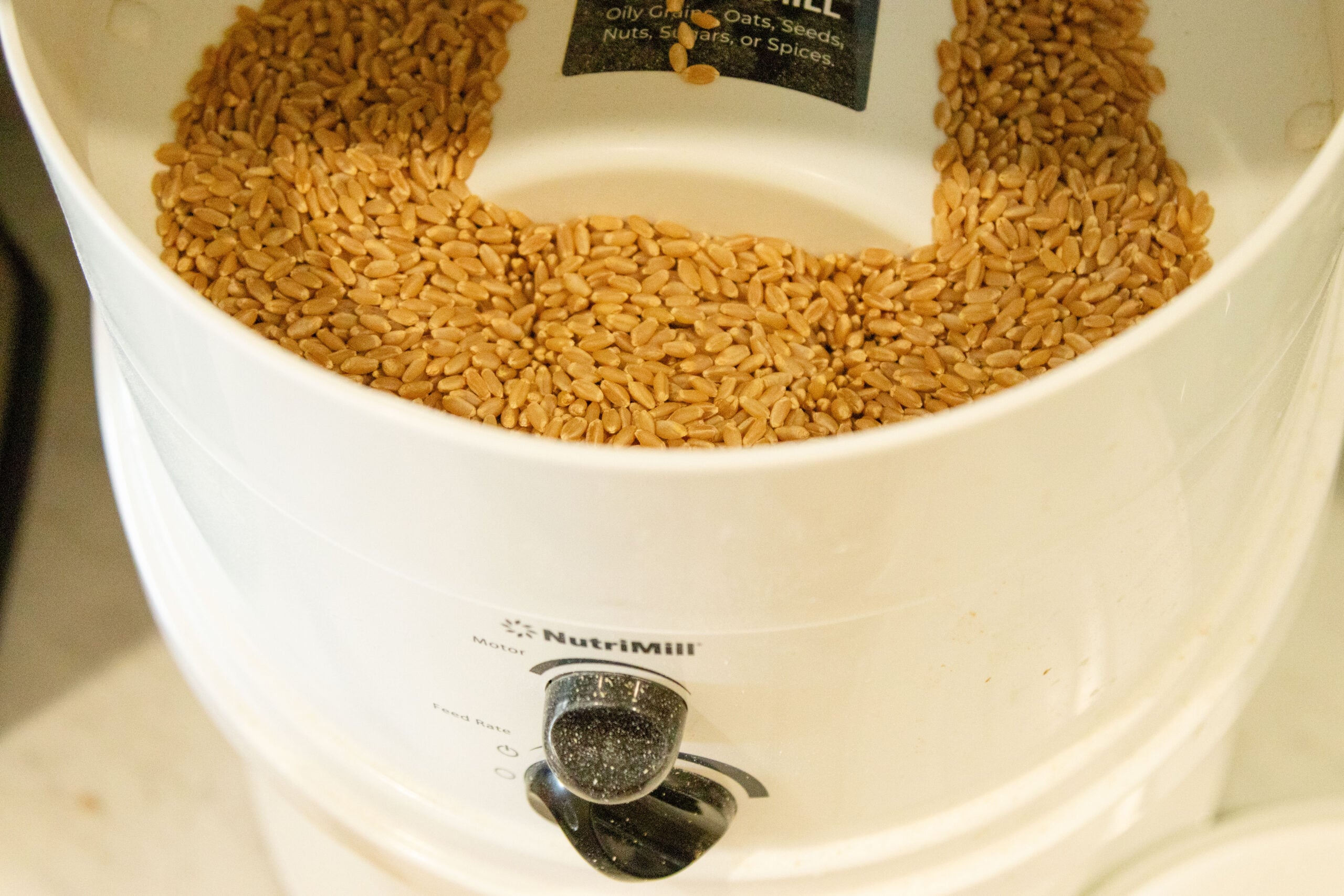 milling the wheat in the grain mill
