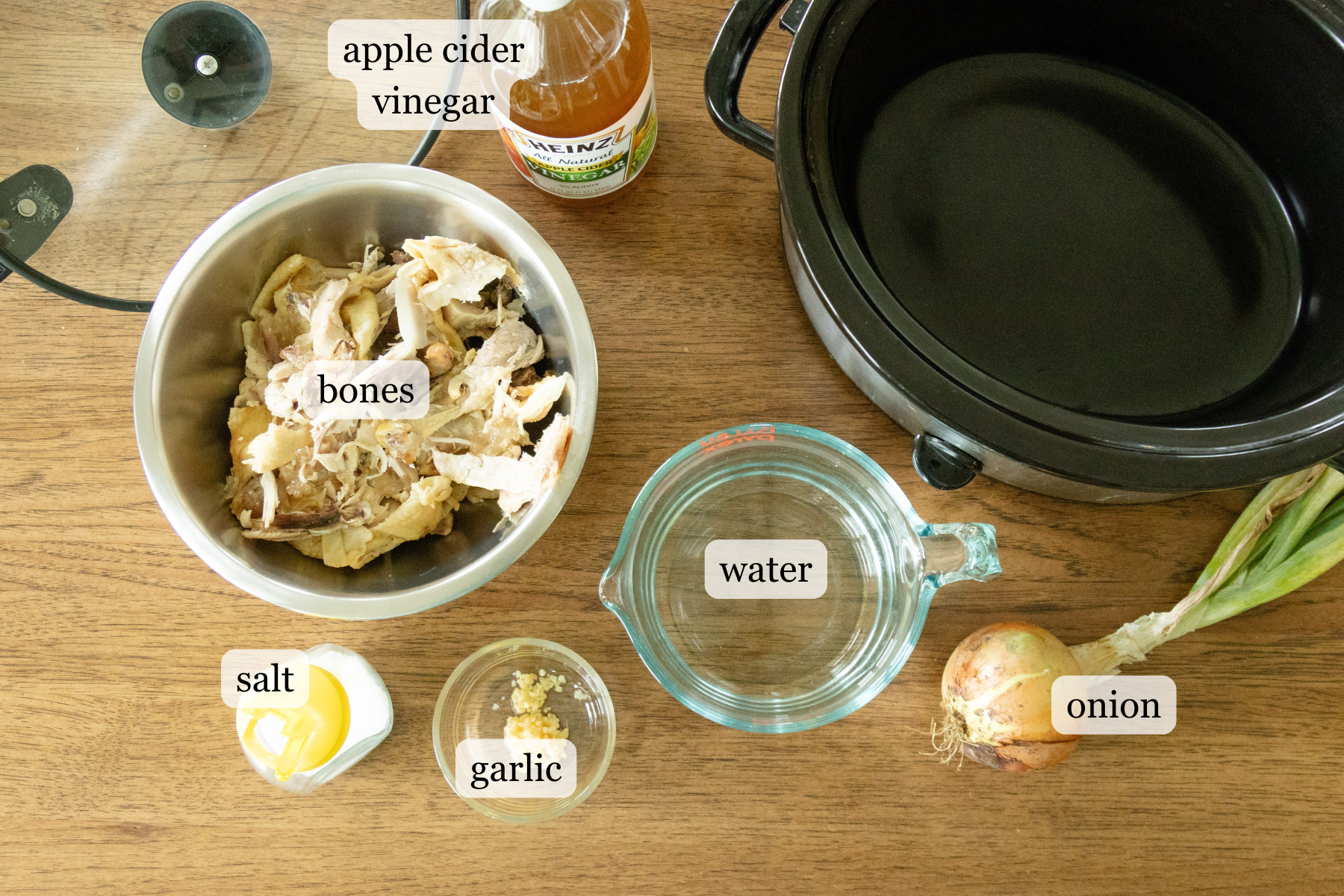 ingredients for homemade bone broth