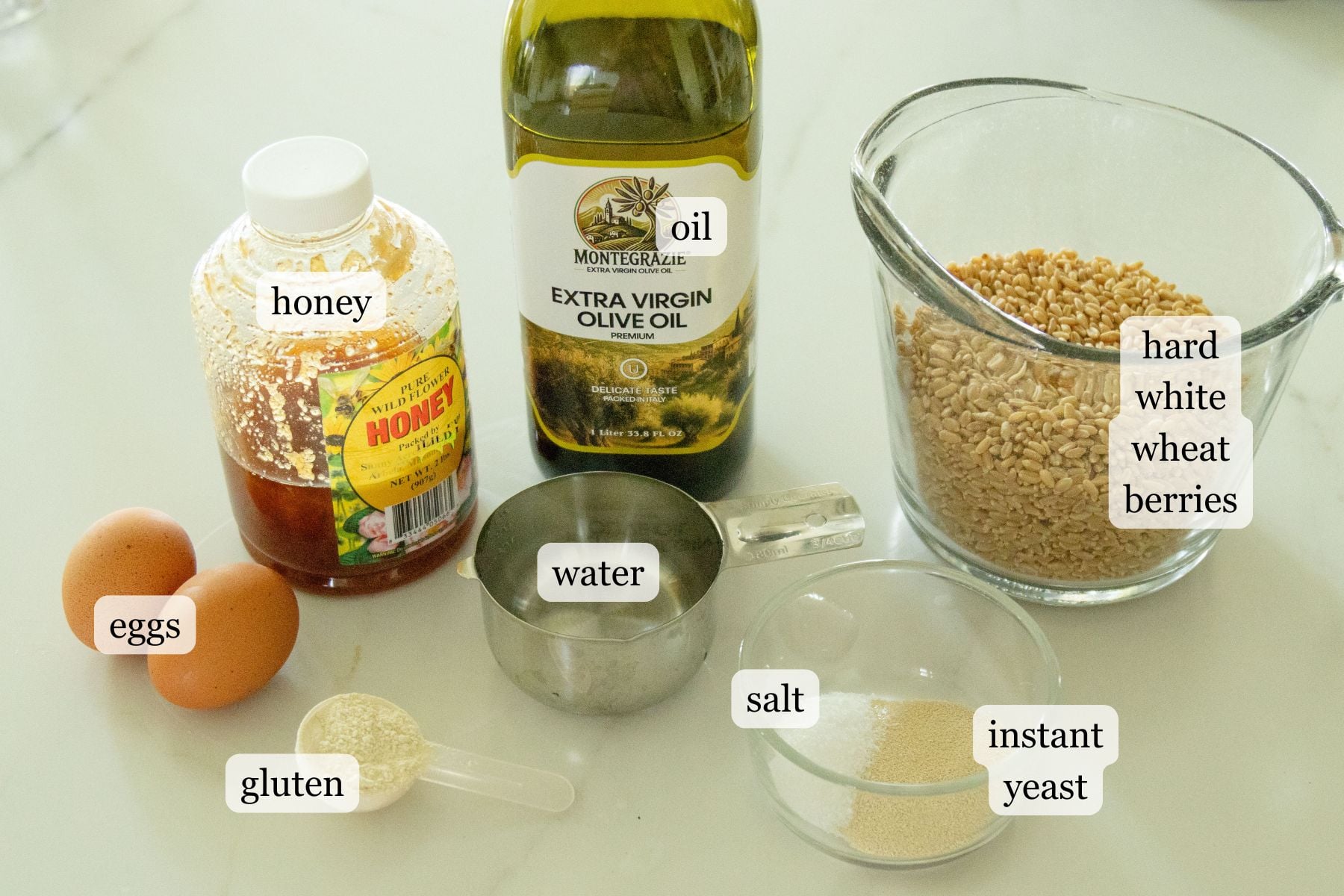 ingredients for fresh milled buns