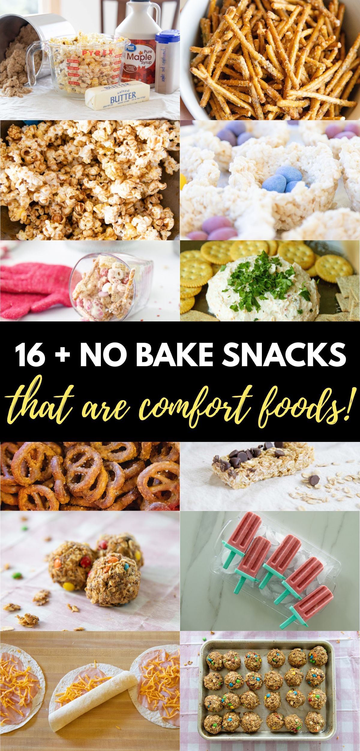pin image for no bake snack recipes post