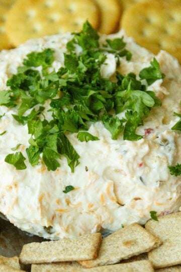 hot pepper jelly cheese ball pin image