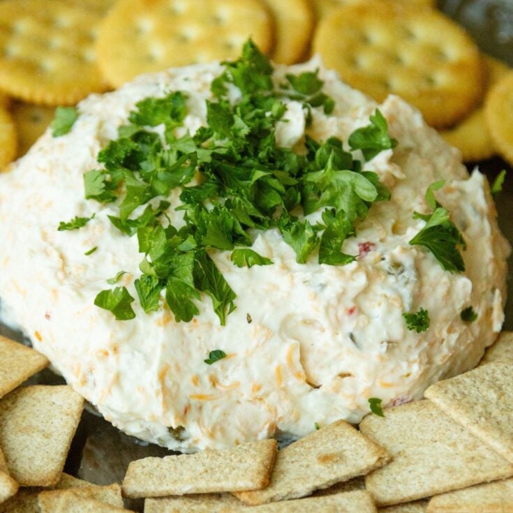 hot pepper jelly cheese ball pin image