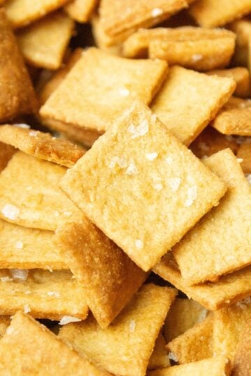homemade cheddar cheese crackers in a bowl thumbnail image