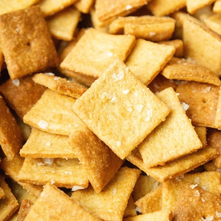 homemade cheddar cheese crackers in a bowl thumbnail image
