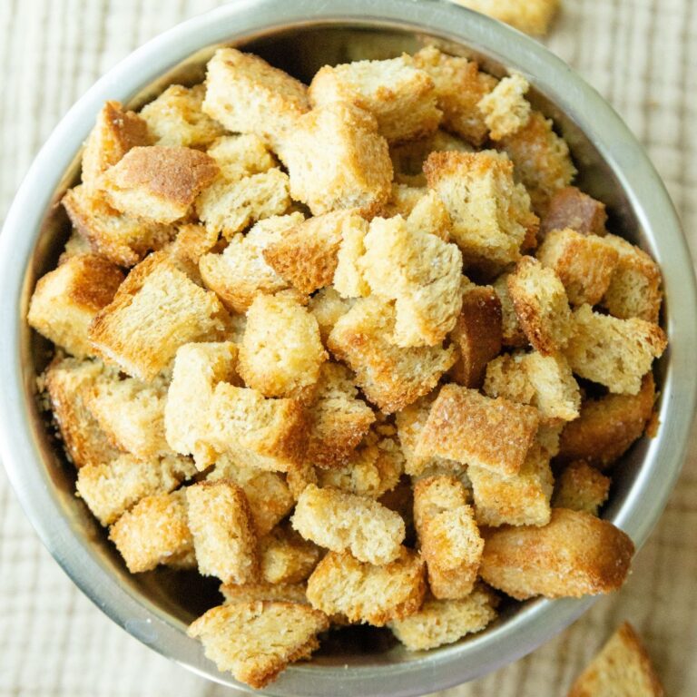 a bowl full of homemade whole wheat croutons thumbnail image